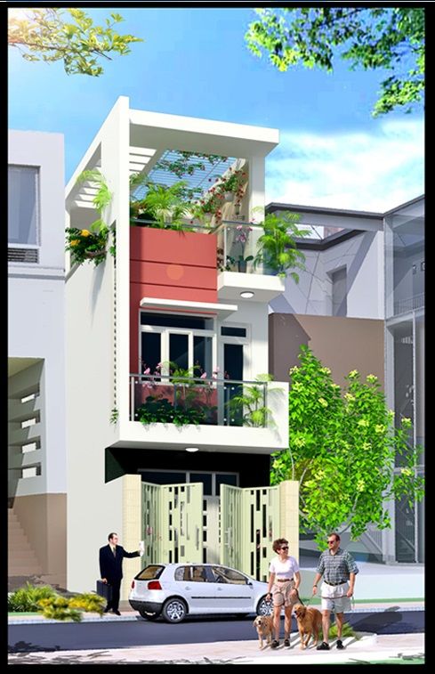 Mẫu nhà ngang 5M dài 20M lệch tầng